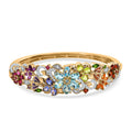 D'Joy Sky Blue Topaz, Multi Gemstone Bangle Bracelet in 18K Vermeil YG Over Sterling Silver (6.50 In) 11.60 ctw - Sticky add to cart bar