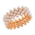 Simulated Pearl, Austrian Crystal Bangle Bracelet in Goldtone (6.50-7.0In) - Sticky add to cart bar