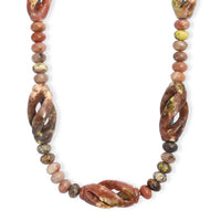 Spice Jasper and Flower Chilli Jasper 303.00 ctw Beaded Necklace in Platinum Over 20 Inches