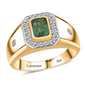 Premium Kagem Zambian Emerald and Luxuriant Lab Grown Diamond G-H SI 1.40 ctw Men's Ring in 18K Vermeil Yellow Gold Over Sterling Silver (Size 10.0) - Sticky add to cart bar