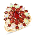 D'Joy Mexican Cherry Fire Opal, Ethiopian Welo Opal Ring in 18K Vermeil YG Over Sterling Silver (Size 6.0) 2.65 ctw - Sticky add to cart bar