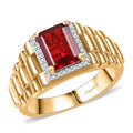 D'Joy Mexican Cherry Fire Opal, Moissanite Men's Ring in 18K Vermeil YG Over Sterling Silver (Size 10.0) 1.70 ctw - Sticky add to cart bar