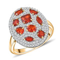 D'Joy Mexican Cherry Fire Opal, Moissanite Ring in 18K Vermeil YG Over Sterling Silver (Size 10.0) 1.75 ctw - Sticky add to cart bar