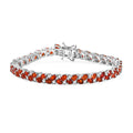 D'Joy Mexican Cherry Fire Opal, Moissanite Bracelet in Rhodium Over Sterling Silver (8.00 In) 8.65 ctw - Sticky add to cart bar