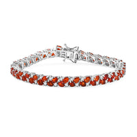 D'Joy Mexican Cherry Fire Opal, Moissanite Bracelet in Rhodium Over Sterling Silver (8.00 In) 8.65 ctw