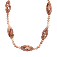 Spice Jasper and Pink Web Jasper 223.00 ctw Beaded Necklace in Platinum Over 20 Inches