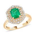 Certified & Appraised Luxoro 10K Yellow Gold AAA Kagem Zambian Emerald, Diamond (I2) (0.37 cts) Ring (Size 6.0) 1.65 ctw - Sticky add to cart bar