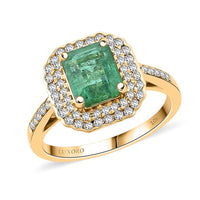 Certified & Appraised Luxoro AAA Kagem Zambian Emerald and I2 Diamond 2.02 ctw Ring in 10K Yellow Gold (Size 10.0)