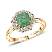 Certified & Appraised Luxoro AAA Kagem Zambian Emerald and I2 Diamond 2.50 ctw Ring in 10K Yellow Gold (Size 10.0)