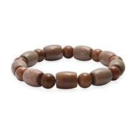 Fossilized Agate 200.00 ctw Beaded Stretch Bracelet