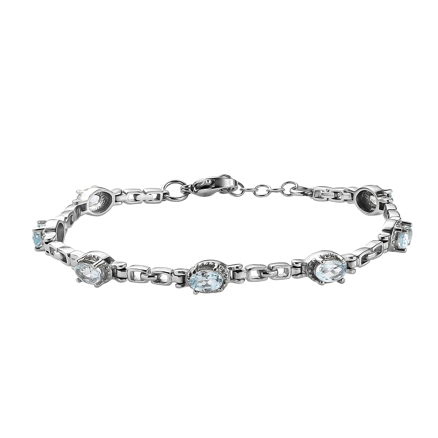 EverTrue Sky Blue Topaz 4.10 ctw Bracelet in Stainless Steel (7.00 In)