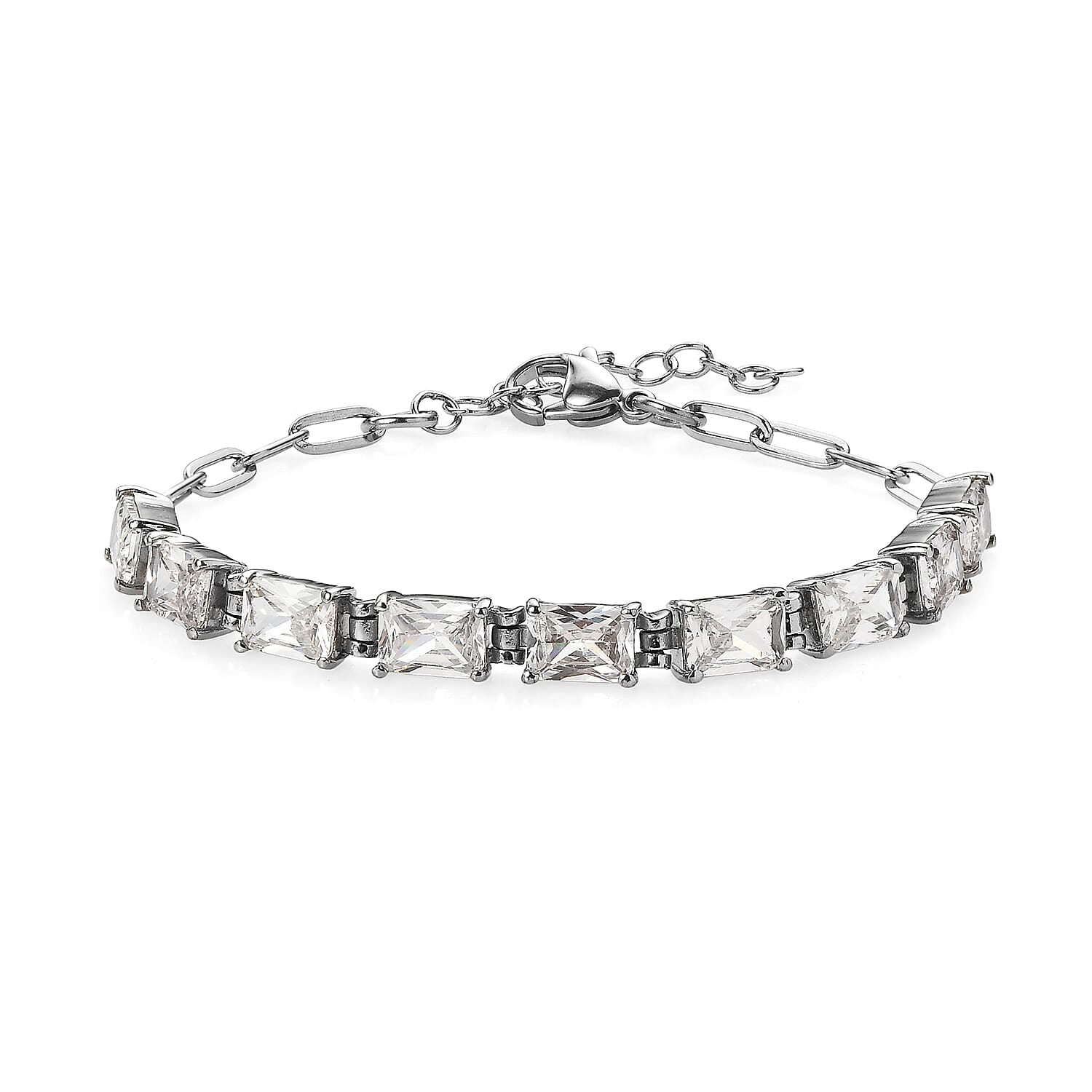 EverTrue Simulated Blue Diamond Bracelet in Stainless Steel (6.50 In) 12.65 ctw