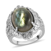 EverTrue Malagasy Labradorite Ring in Stainless Steel (Size 10.0) 11.10 ctw
