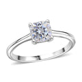 D'Joy Moissanite (Cush 6x6mm) Solitaire Ring in Platinum Over Sterling Silver (Size 10.0) 1.00 ctw - Sticky add to cart bar