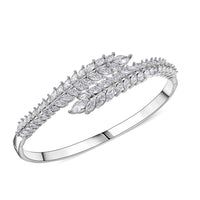 Simulated Diamond Bangle Bracelet in Silvertone (7.50 In) 3.80 ctw