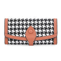 Houndstooth Pattern Faux Leather Wallet with Flip Button - Sticky add to cart bar