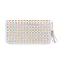 Las Vegas Closeout Deal BY:KY Gray Geometric Pattern Faux Leather Zipper Wallet - Sticky add to cart bar