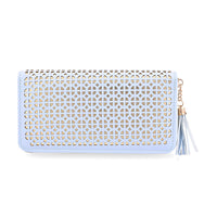 Las Vegas Closeout Deal BY:KY Gray Geometric Pattern Faux Leather Zipper Wallet