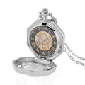 Strada Japanese Movement Roman Numeral Pocket Watch with Chain (36 Inches) in Silvertone - Sticky add to cart bar