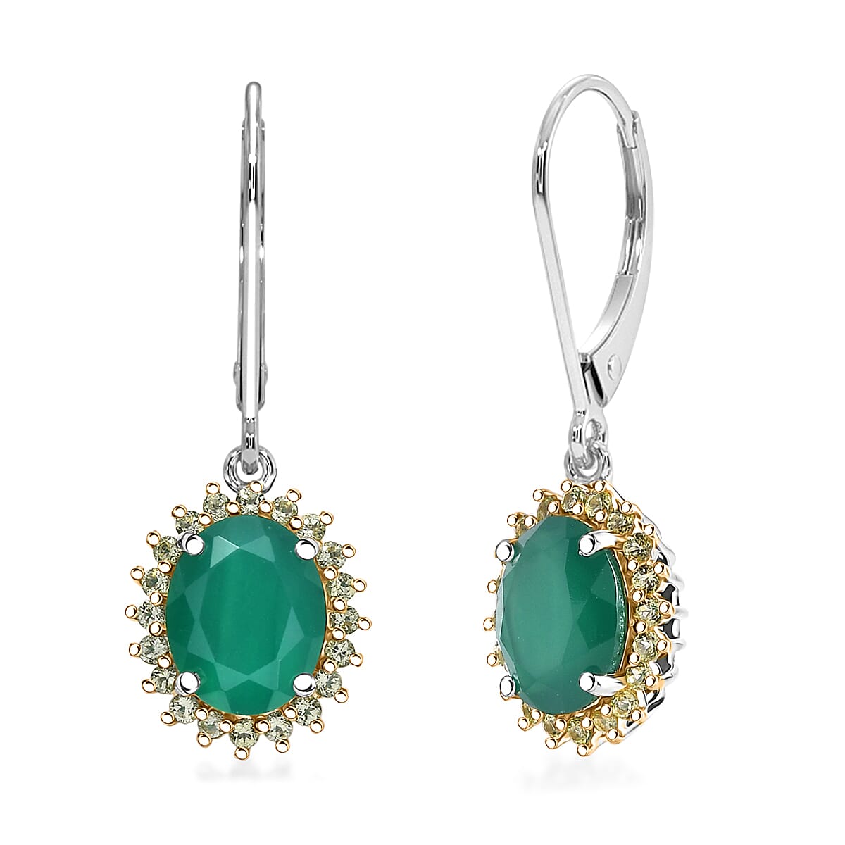 EverTrue Verde Onyx and Hebei Peridot 5.50 ctw Earrings in 18K YG Plated and Platinum Bond