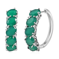 EverTrue Verde Onyx, White Zircon Earrings in Platinum Bond 11.90 ctw