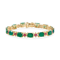 EverTrue Verde Onyx, Synthetic Ruby Bracelet in 18K YG Plated (7.25 In) 19.20 ctw