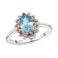 D'Joy Premium Blue Zircon and Multi Sapphire 1.50 ctw Ring in Rhodium Over Sterling Silver (Size 10.0) - Sticky add to cart bar