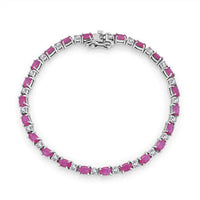 D'Joy Montepuez Ruby, Moissanite Royal Line Bracelet in Rhodium Over Sterling Silver (6.50 In) 6.85 ctw