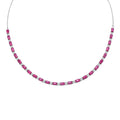 D'Joy Montepuez Ruby and Moissanite 9.40 ctw Royal Line Necklace 18 Inches in Rhodium Over Sterling Silver (Del. In 8-10 Days) - Sticky add to cart bar