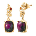 EverTrue Ruby Zoisite and Multi Gemstone 9.80 ctw Earrings in 18K YG Plated - Sticky add to cart bar