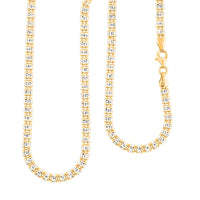 Italian Diamond Cut ICE Round Necklace in 14K YG and Rhodium Over Sterling Silver 12.71 Grams 18 Inches