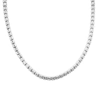 Italian Diamond Cut ICE Round 3 Row Chain Necklace in Rhodium Over Sterling Silver 24.24 Grams 20 Inches