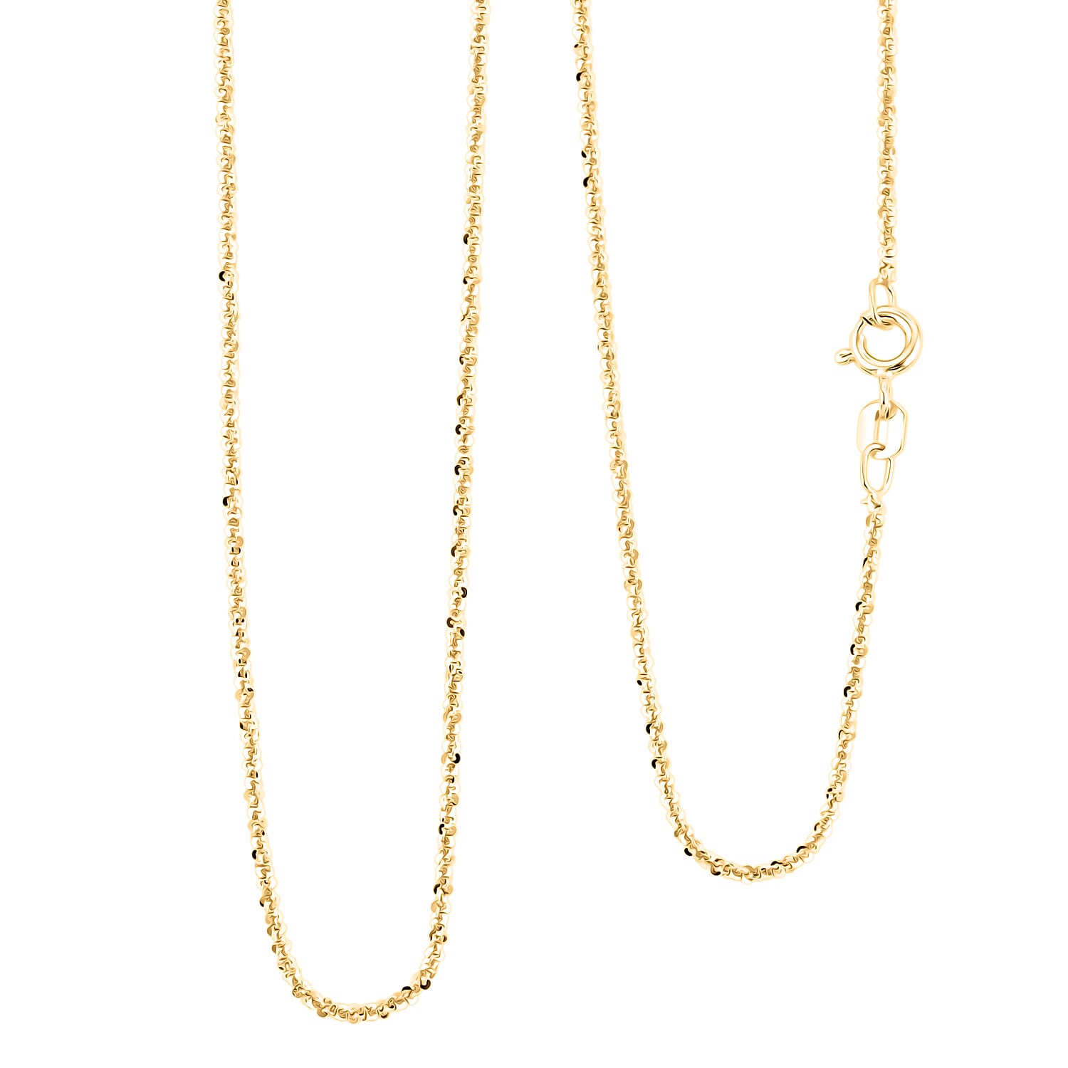 Italian 1.4mm Rock Chain Necklace in 14K YG Over Sterling Silver 2.24 Grams 20 Inches