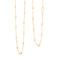 Italian 3mm Moon Cut Oval Bead Chain Necklace in 14K Yellow Gold Over Sterling Silver 5 Grams 24 Inches