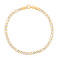 Italian Diamond Cut ICE Round 2 Row Chain Bracelet in 14K YG and Rhodium Over Sterling Silver (7.00 In) 5.31 Grams - Sticky add to cart bar