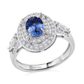 D'Joy Premium Ceylon Blue Sapphire, Moissanite Ring in Rhodium Over Sterling Silver (Size 7.0) 1.60 ctw - Sticky add to cart bar