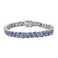D'Joy Tanzanite, White Zircon Bracelet in Rhodium Over Sterling Silver (6.50 In) 10.60 ctw