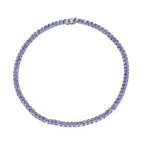 D'Joy Tanzanite and White Zircon 26.35 ctw Royal Cascade Necklace in Rhodium Over Sterling Silver 18 Inches