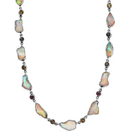 D'Joy Artisan Crafted Ethiopian Welo Opal and Multi-Tourmaline 2.75 ctw Necklace in Sterling Silver 18-20 Inches
