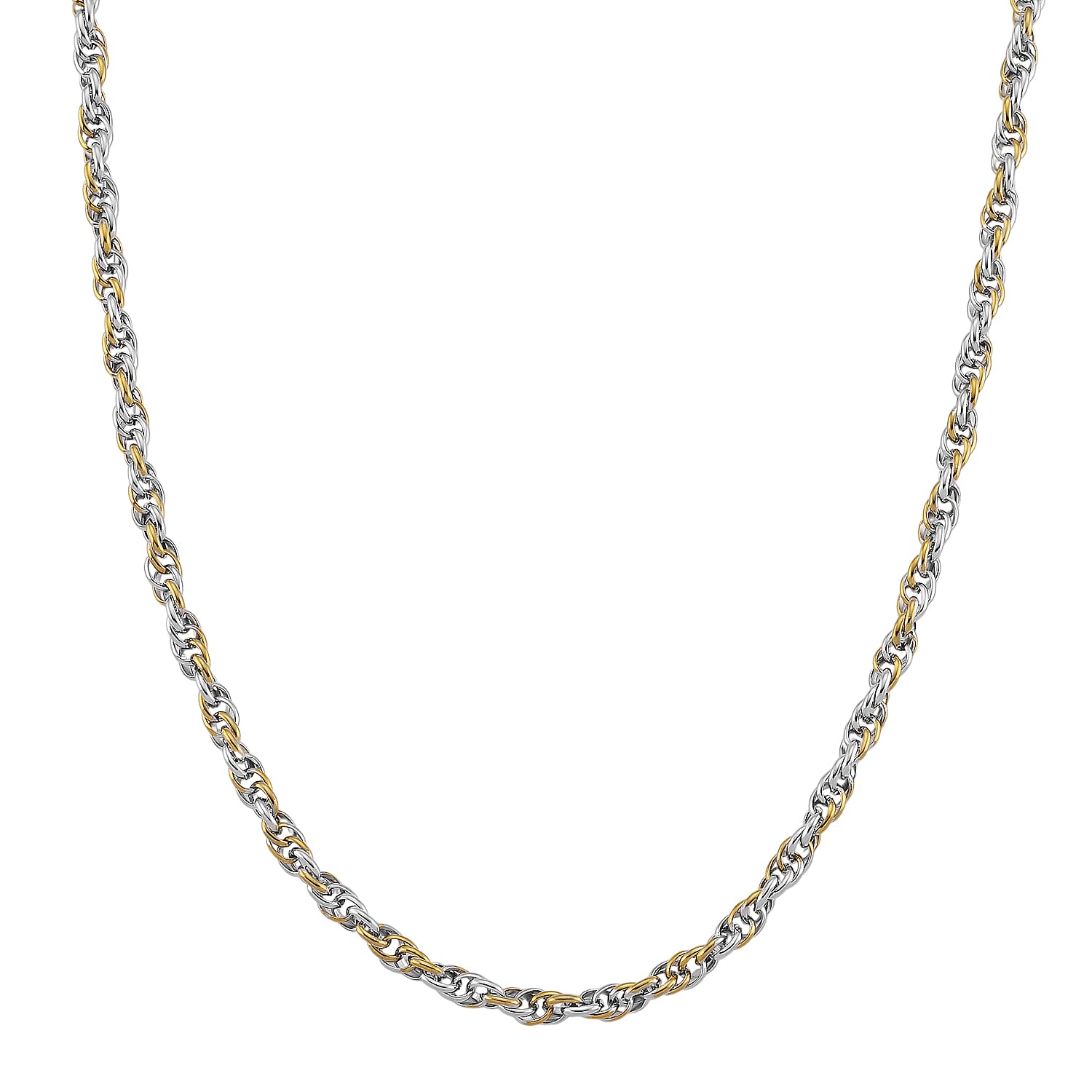 Link Chain Necklace in ION Plated YG and Stainless Steel 20-22 Inches