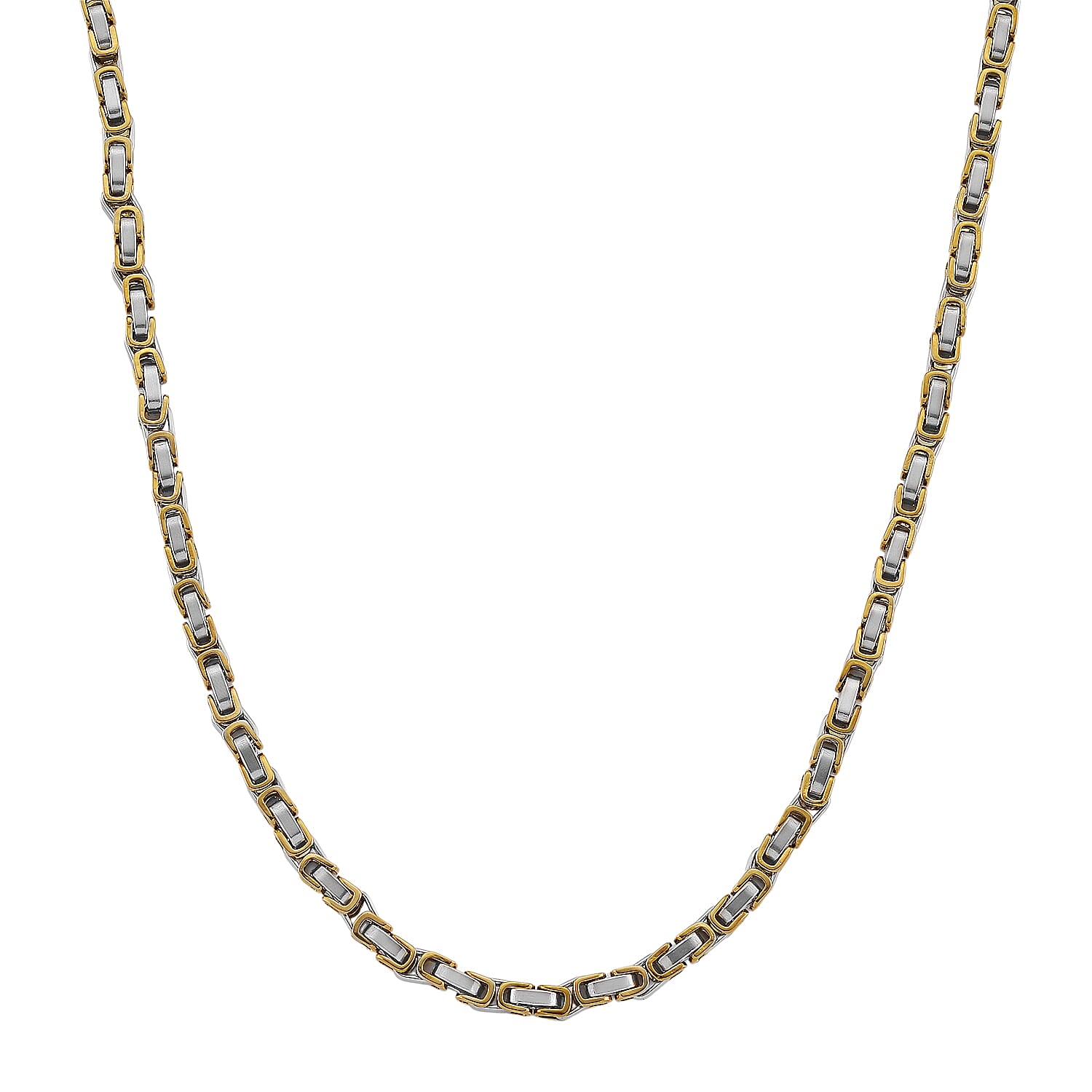 Byzantine Chain Necklace in ION Plated YG and Stainless Steel 20-22 Inches