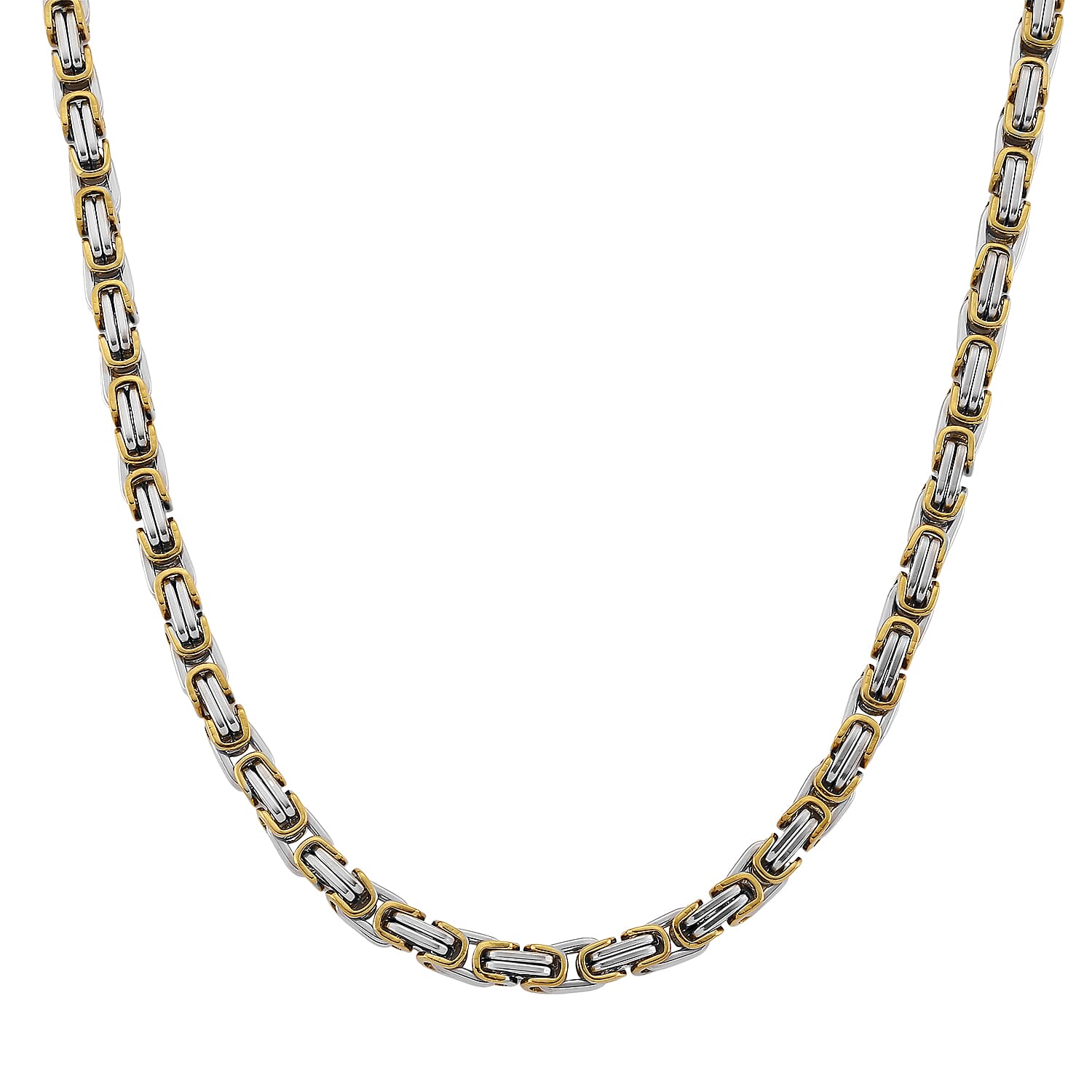 Byzantine Chain Necklace in ION Plated YG and Stainless Steel 20-22 Inches
