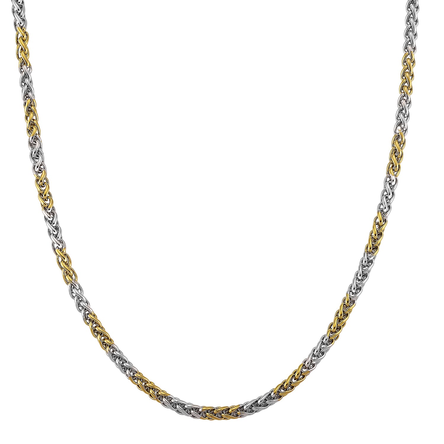 Two-tone Palma Chain Necklace in ION Plated YG and Stainless Steel 20-22 Inches