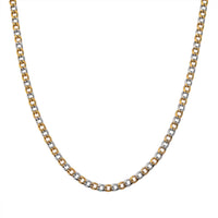 Two-tone Cuban Chain Necklace in ION Plated YG and Stainless Steel 20-22 Inches