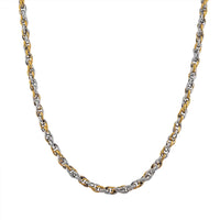 Two-tone Oval Link Chain Necklace in ION Plated YG and Stainless Steel 20-22 Inches