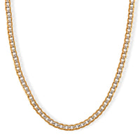 Cuban Link Chain Necklace in ION Plated YG and Stainless Steel 20-22 Inches