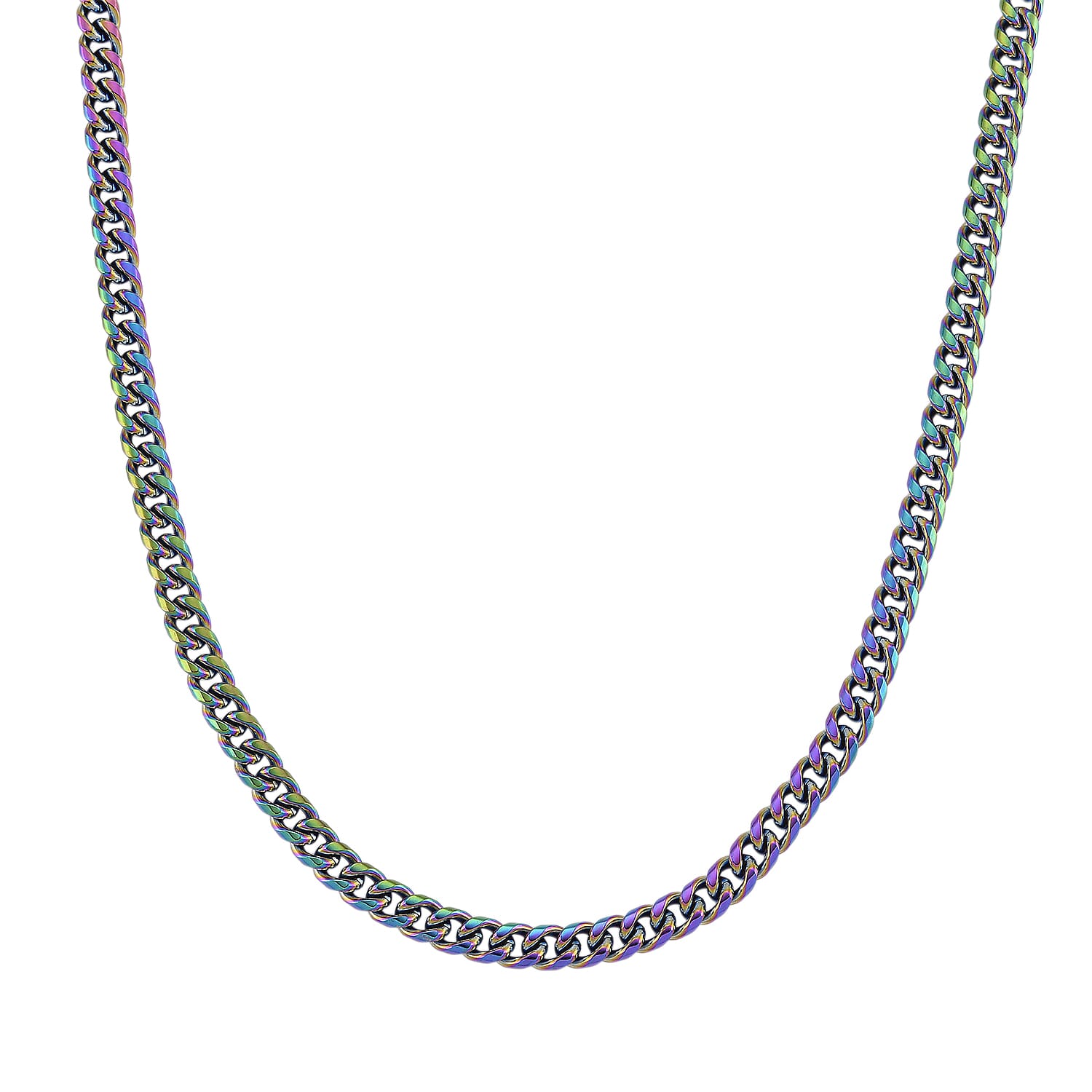 Curb Chain Necklace in ION Plated Mystic Stainless Steel 20-22 Inches