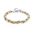 Two-tone Oval Link Chain Bracelet (8-10In) in ION Plated YG and Stainless Steel - Sticky add to cart bar