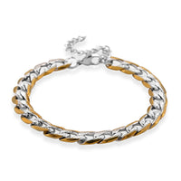 Cuban Link Bracelet in ION Plated YG and Stainless Steel (7-9In)
