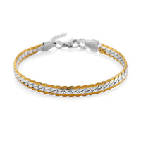 Flat Curb Chain Bracelet in ION Plated YG and Stainless Steel (7.5-9.5In)